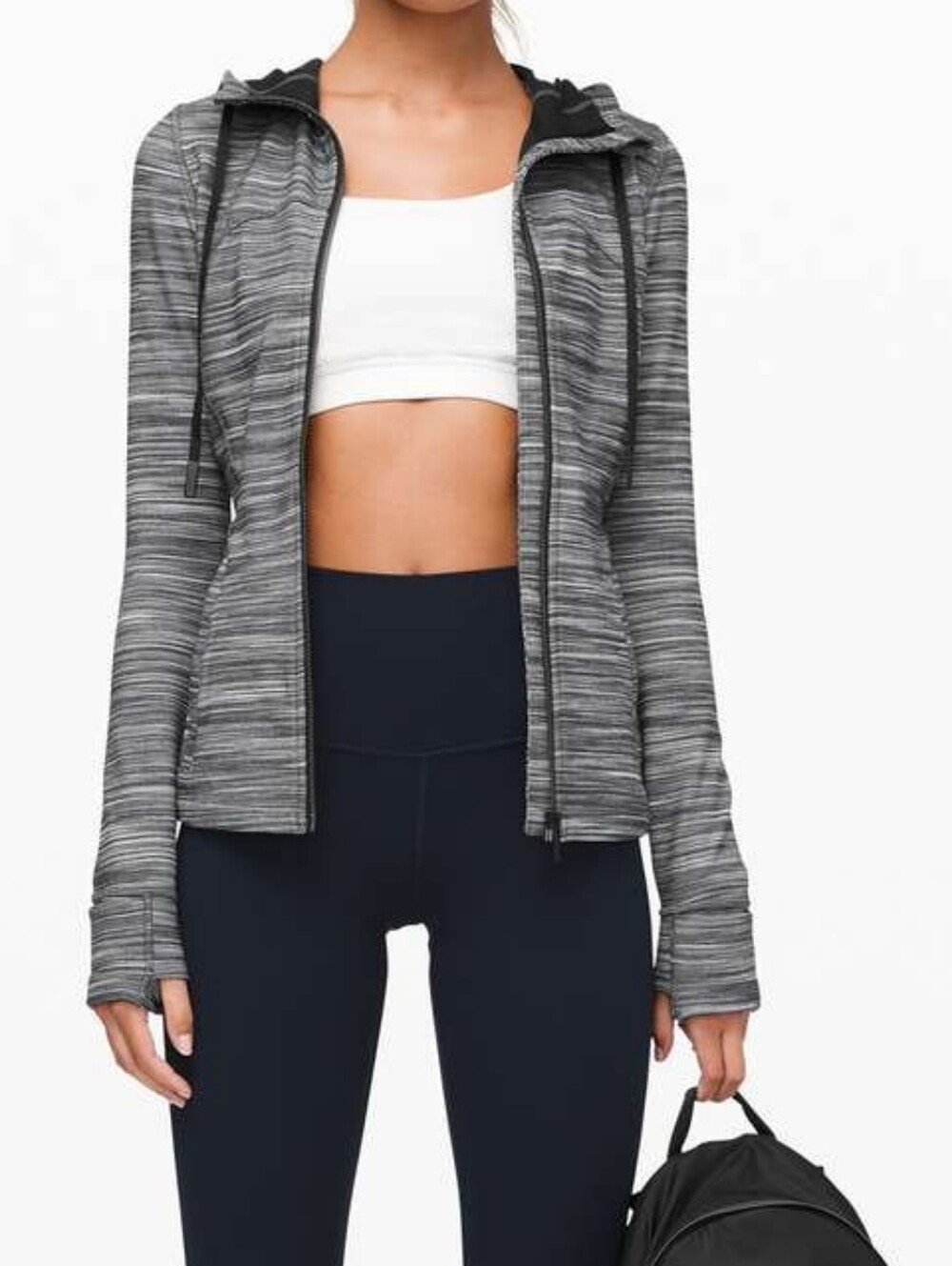 EUC Lululemon Hooded Define Jacket *Nulu Heathered Black / White / Black SIZE 4 - Picture 2 of 9